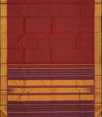 Maroon Handloom Kanchipuram Silk Saree With Zari Stripes-Maroon