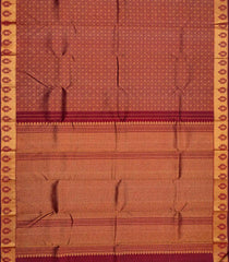 Maroon Handloom Kanchipuram Silk Saree With Swastik Motifs-Maroon