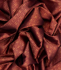 Maroon Handloom Kanchipuram Silk Saree With Swastik Motifs-Maroon