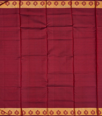 Maroon Handloom Kanchipuram Silk Saree With Swastik Motifs-Maroon