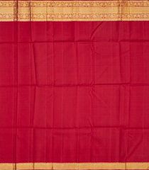 Crimson Handloom Kanchipuram Silk Saree With Meena Floral Motifs-Crimson