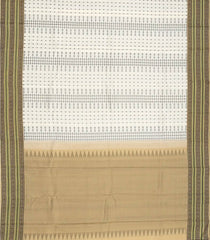 White Handloom Soft Silk Saree With Triangle Motifs-White