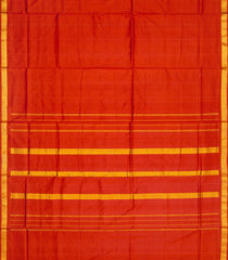 Red Handloom 9 Yards Silk Saree With Muthu Border-Red