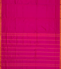 Hot Pink Handloom 9 Yards Silk Saree With Zari Border-Hot Pink