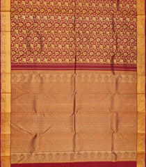 Maroon Handloom Kanchipuram Silk Saree With Annam & Elephant Motifs-Maroon