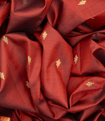 Maroon Handloom Kanchipuram Silk Saree With Flower Buttas-Maroon