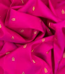 Hot Pink Handloom Kanchipuram Silk Saree With Floral Buttas-Hot Pink