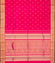 Pink Handloom Kanchipuram Silk Saree With Floral Buttas-Pink