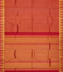 Crimson Handloom Kanchipuram Silk Saree With Swastik Motifs-Crimson