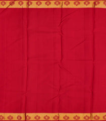 Crimson Handloom Kanchipuram Silk Saree With Swastik Motifs-Crimson