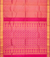 Pink Handloom Kanchipuram Silk Saree With Kamalam Motifs-Pink