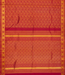 Crimson Handloom Kanchipuram Silk Saree With Floral Vine Motifs -Crimson