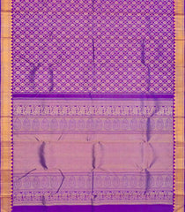 Purple Handloom Kanchipuram Silk Saree With Floral Motifs-Purple