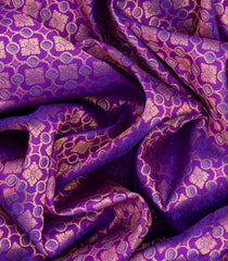 Purple Handloom Kanchipuram Silk Saree With Floral Motifs-Purple