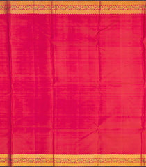 Red Handloom Kanchipuram Silk Saree With Floral Buttas-Red