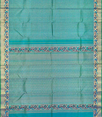 Light Blue Handloom Kanchipuram Silk Saree With Floral Motifs-Light Blue