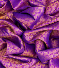 Purple Handloom Kanchipuram Silk Saree With Floral Jaal Motifs -Purple