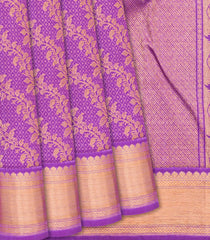 Purple Handloom Kanchipuram Silk Saree With Vine Motifs -Purple