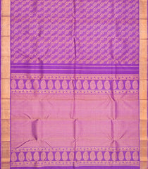 Purple Handloom Kanchipuram Silk Saree With Vine Motifs -Purple