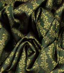 Bottle Green Handloom Kanchipuram Silk Saree With Vine Motifs -Bottle Green