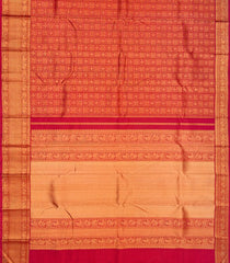 Crimson Handloom Kanchipuram Silk Saree With Kamalam Motifs -Crimson