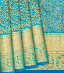 Light Blue Handloom Kanchipuram Silk Saree With Floral Vine Motifs -Light Blue