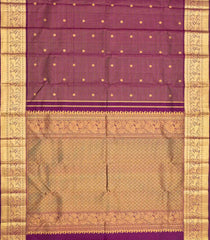 Magenta Handloom Kanchipuram Silk Saree With Checks & Buttas-Magenta