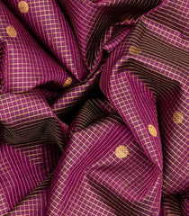 Magenta Handloom Kanchipuram Silk Saree With Checks & Buttas-Magenta