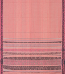 Baby Pink Handwoven Kanchi Organic Cotton Saree With Abstract Border-Baby Pink