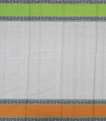 Grey Handloom Kanchi Cotton Saree With Beldari Stripes & Ganga Jamuna Border-Grey