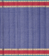 Blue Handloom Kanchi Cotton Saree With Beldari Stripes-Blue