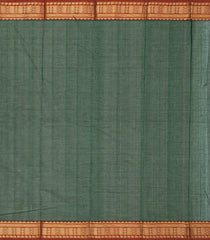 Green Handloom Kanchi Cotton Saree With Button Checks-Green