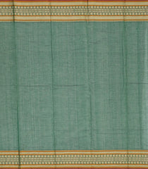 Green Handloom Kanchi Cotton Saree With Mango Motifs-Green