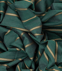 Dark Green Handloom Kanchi Cotton Saree With Stripes-Dark Green