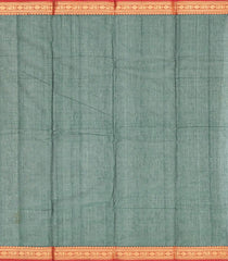 Dark Green Handloom Kanchi Cotton Saree With Stripes-Dark Green