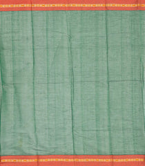 Green Handloom Kanchi Cotton Saree With Dotted Checks-Green