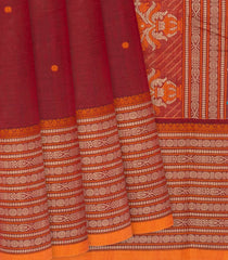 Crimson Handloom Kanchi Cotton Saree With Buttas-Crimson