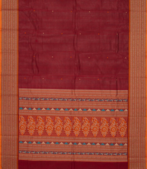 Crimson Handloom Kanchi Cotton Saree With Buttas-Crimson