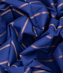 Blue Handloom Kanchi Cotton Saree With Beldari Stripes-Blue