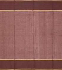 Brown Handloom Kanchi Cotton Saree With Zari Stripes-Brown