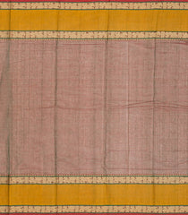 Chestnut Brown Handloom Kanchi Cotton Saree With Stripes-Chestnut Pink