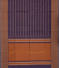 Lilac Handloom Kanchi Cotton Saree With Veldari Stripes-Lilac