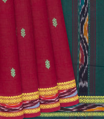 Crimson Handloom Kadapa Cotton Saree With Buttas-Crimson