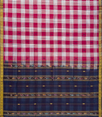 Pink Handloom Kadapa Cotton Saree With Checks & Buttas-Pink