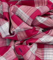 Pink Handloom Kadapa Cotton Saree With Checks & Buttas-Pink