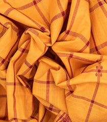 Peach Handloom Kadapa Cotton Saree With Checks-Peach