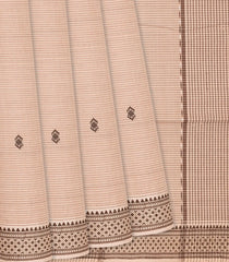 Taupe Handloom Kadapa Cotton Saree With Stripes-Taupe