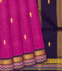 Hot Pink Handloom Kadapa Cotton Saree With Butta-Hot Pink