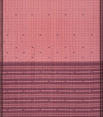 Chestnut Pink Handloom Kadapa Cotton Saree With Butta And Checks-Chestnut Pink