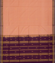 Light Peach Handloom Kadapa Cotton Saree With Butta-Peach